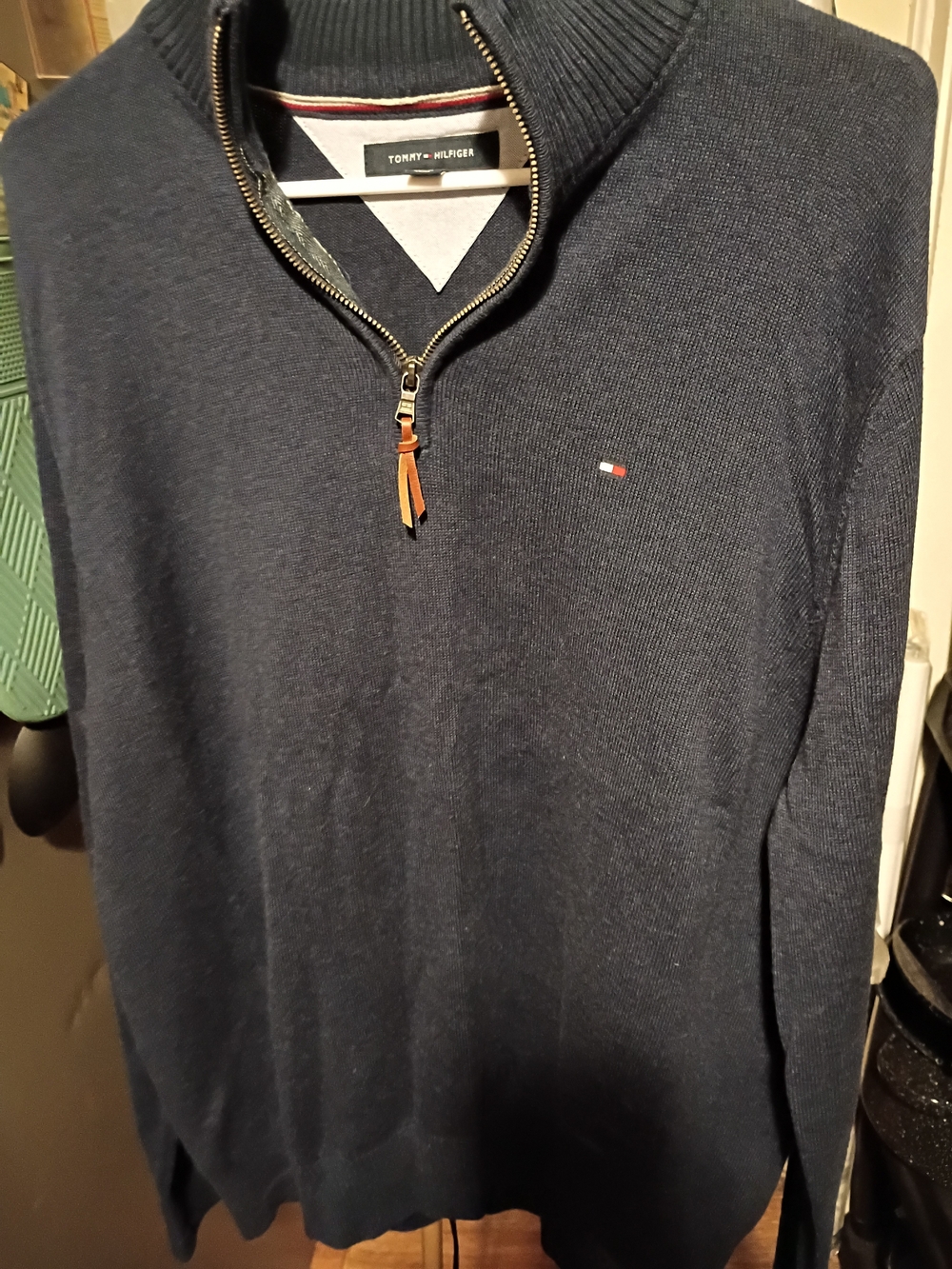 Tommy Hilfiger Men's Navy Quarter-Zip Sweater